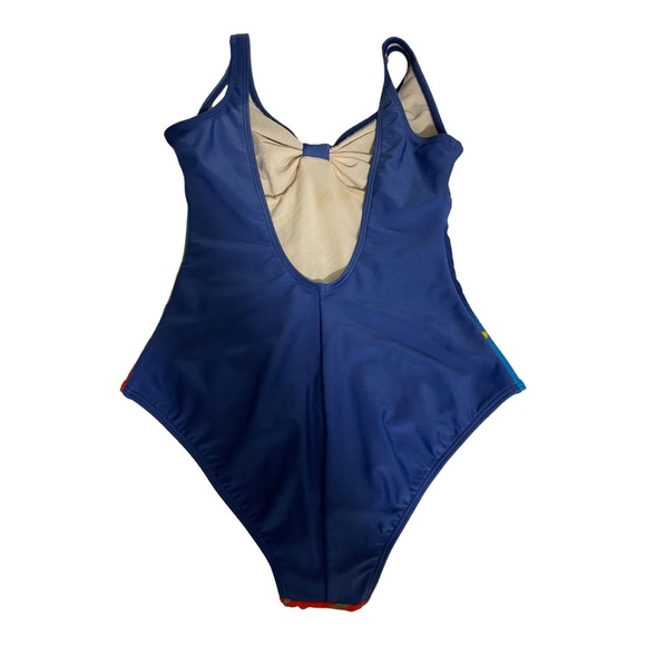 Aguia one piece swimsuit. Round open back. Colorful pattern Brazil. Size 12. - Picture 11 of 12